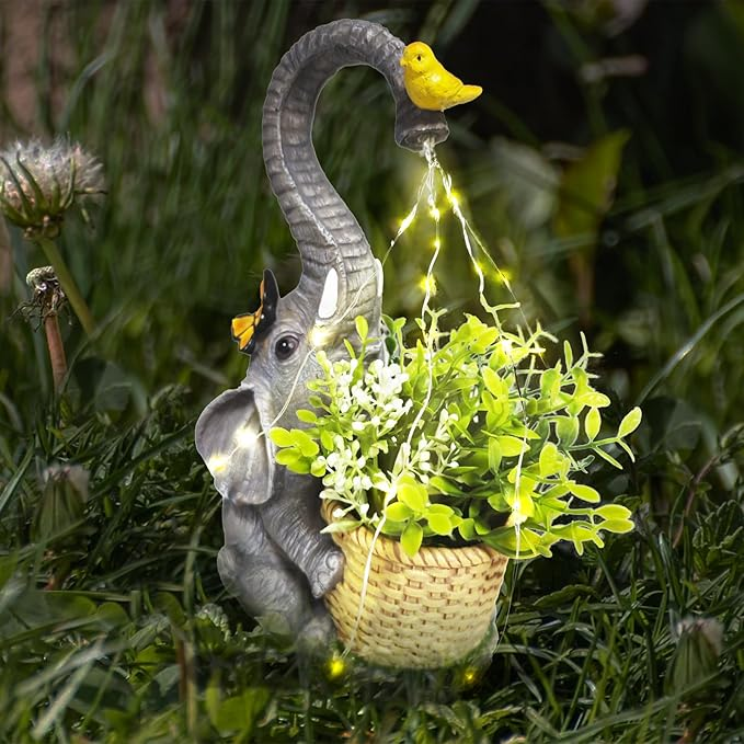 Solar Powered Elephant Flower Pot