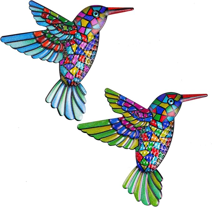 Colorful Metal Hummingbird Wall Decor